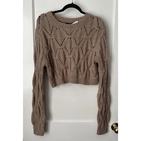 Forever 21 Sweaters - New Taupe Cropped Sweater Open Knit Women's XL
